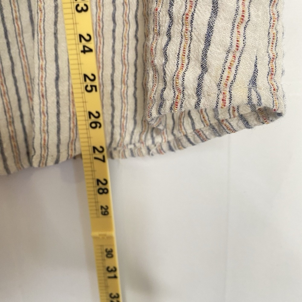 Savanna Jane Embroidered Floral Stripe‎ Popover Top 3/4 Bell Sleeve Beige Sz M - Picture 5 of 7